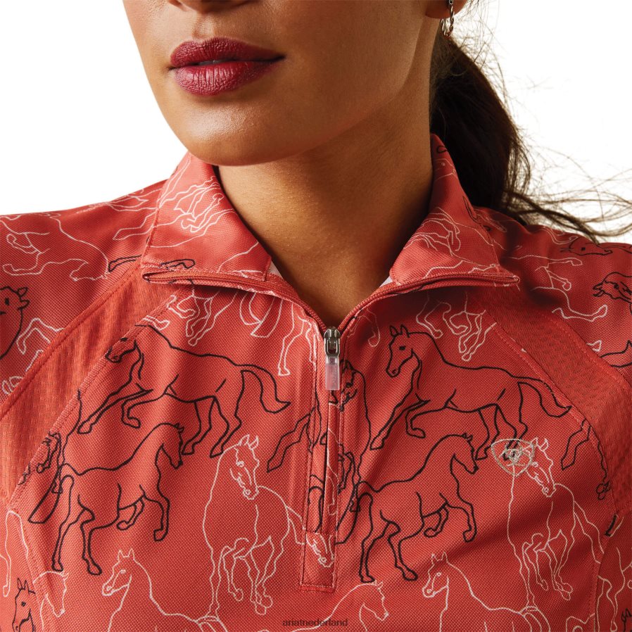 gebrande sienna spiegelafdruk Sunstopper 2.0-basislaag met 1/4 rits Ariat vrouwen topjes PJ26LN2829