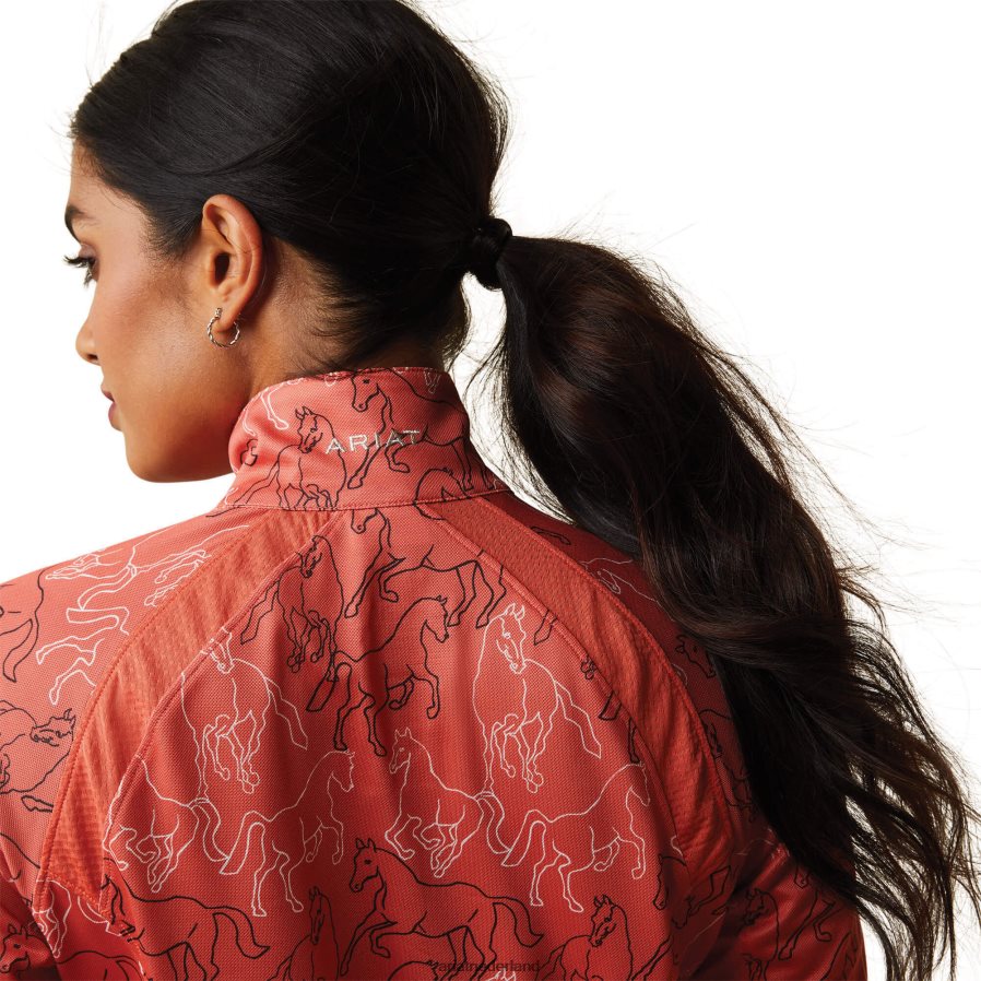 gebrande sienna spiegelafdruk Sunstopper 2.0-basislaag met 1/4 rits Ariat vrouwen topjes PJ26LN2829