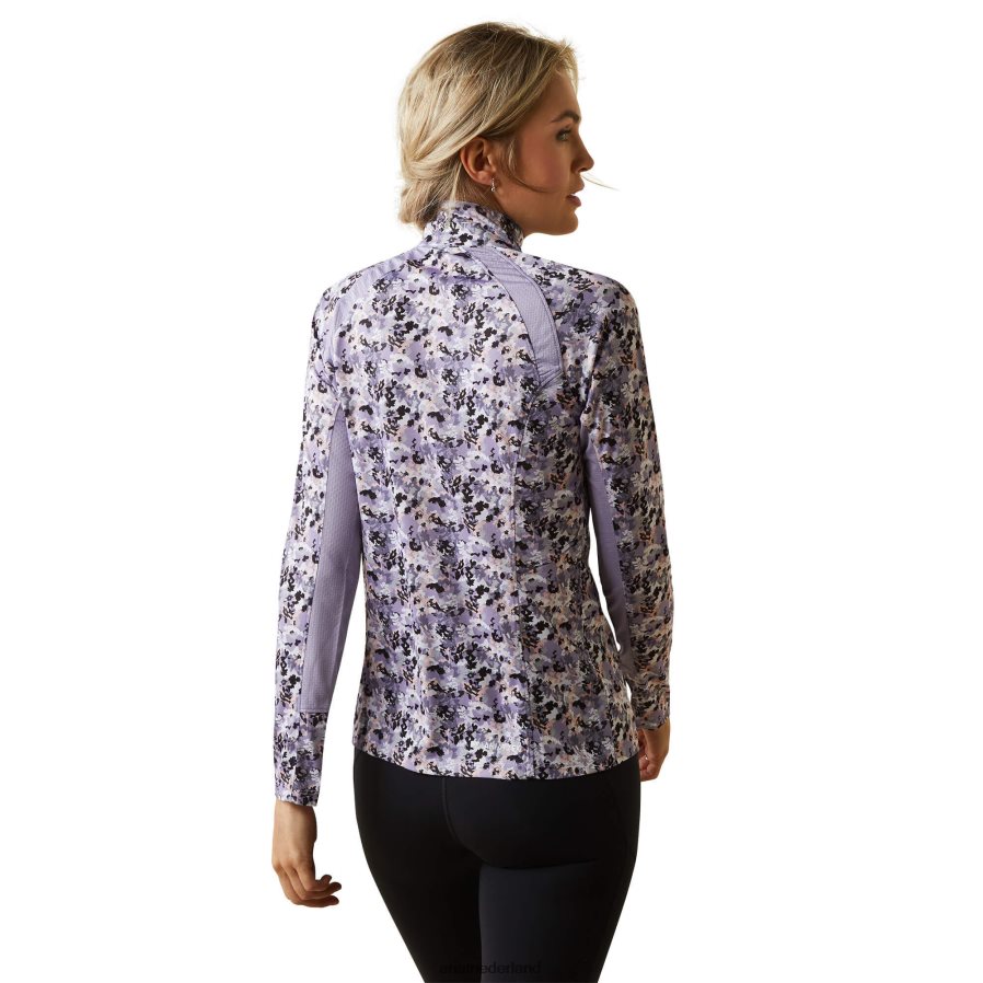 grijze camouflage bloemen Sunstopper 2.0-basislaag met 1/4 rits Ariat vrouwen topjes PJ26LN3018
