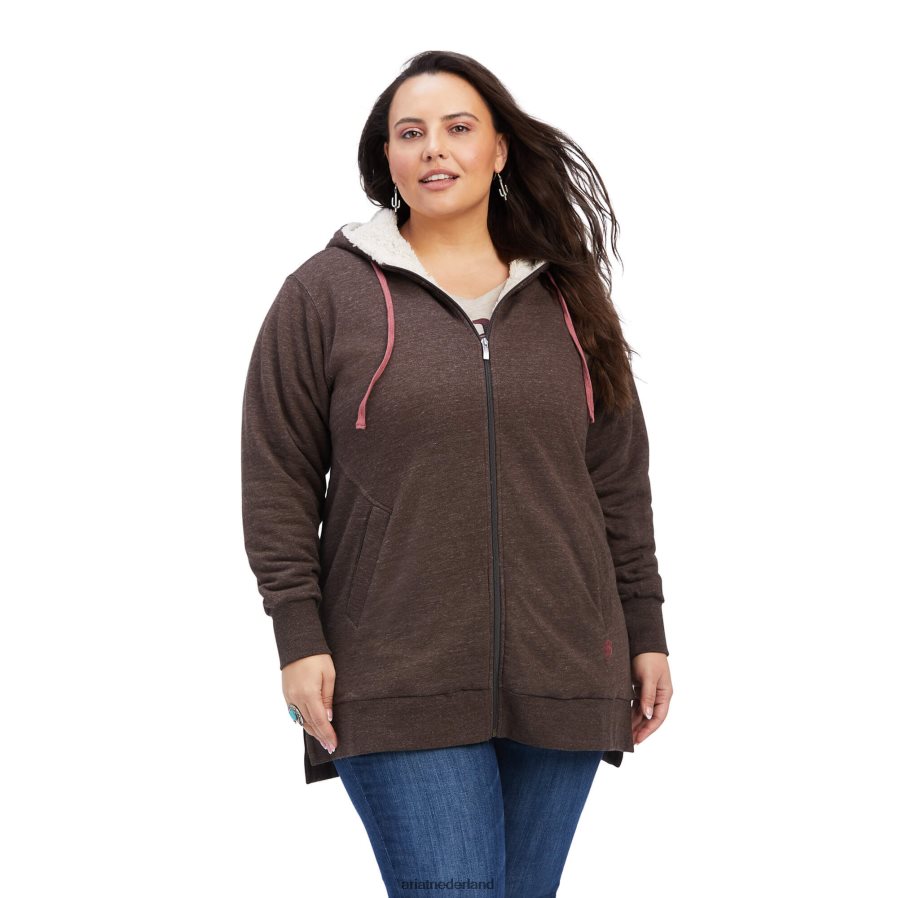 banyan schors echte sherpa gevoerde lange hoodie met volledige ritssluiting Ariat vrouwen topjes PJ26LN3402