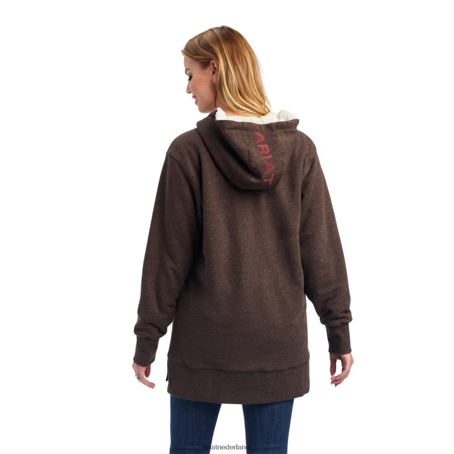 banyan schors echte sherpa gevoerde lange hoodie met volledige ritssluiting Ariat vrouwen topjes PJ26LN3402