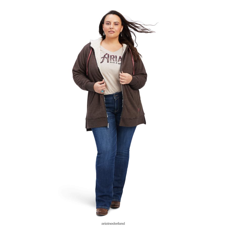 banyan schors echte sherpa gevoerde lange hoodie met volledige ritssluiting Ariat vrouwen topjes PJ26LN3402