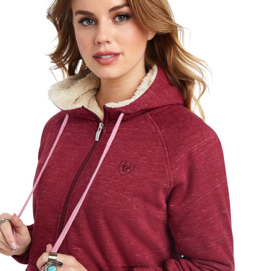 biet rood echte sherpa hoodie met volledige ritssluiting Ariat vrouwen topjes PJ26LN3393
