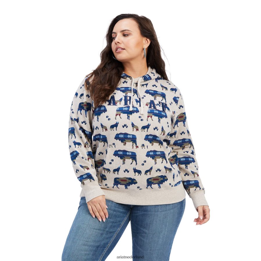 buffelrandprint echte allover print hoodie Ariat vrouwen topjes PJ26LN3398