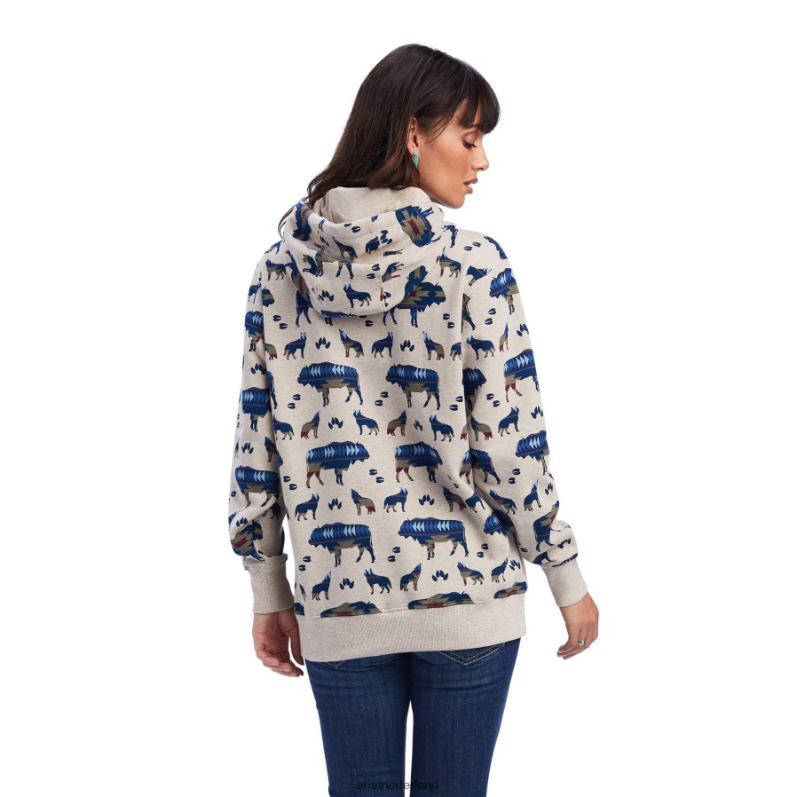 buffelrandprint echte allover print hoodie Ariat vrouwen topjes PJ26LN3398