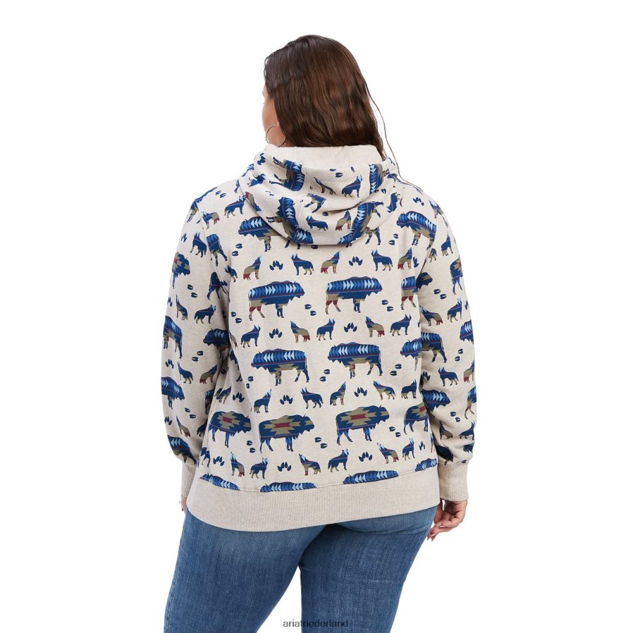 buffelrandprint echte allover print hoodie Ariat vrouwen topjes PJ26LN3398