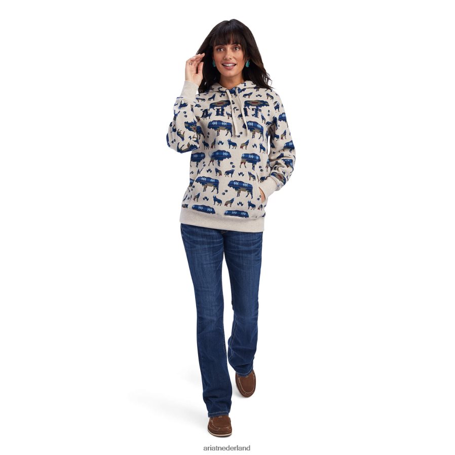 buffelrandprint echte allover print hoodie Ariat vrouwen topjes PJ26LN3398
