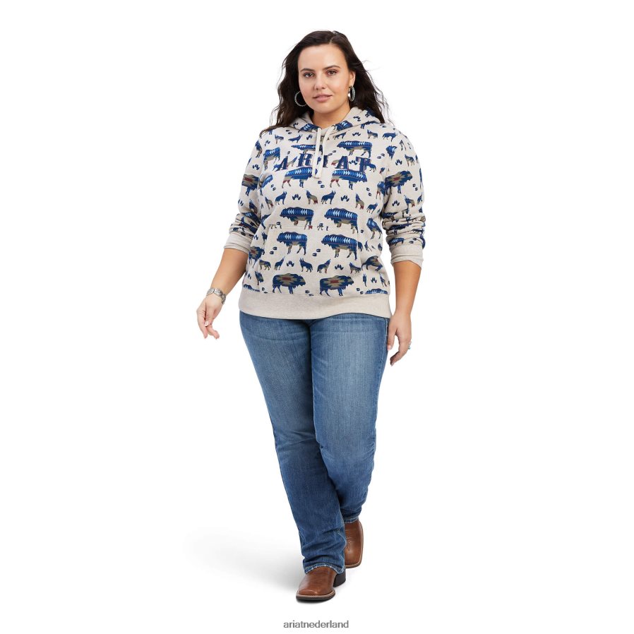 buffelrandprint echte allover print hoodie Ariat vrouwen topjes PJ26LN3398