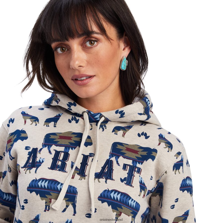 buffelrandprint echte allover print hoodie Ariat vrouwen topjes PJ26LN3398