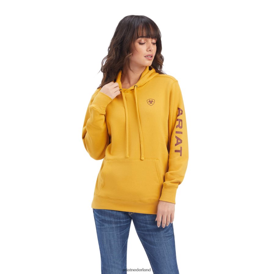 goudklomp echte klassieke hoodie met logo op de arm Ariat vrouwen topjes PJ26LN3408