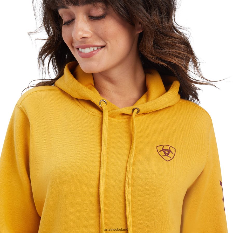 goudklomp echte klassieke hoodie met logo op de arm Ariat vrouwen topjes PJ26LN3408