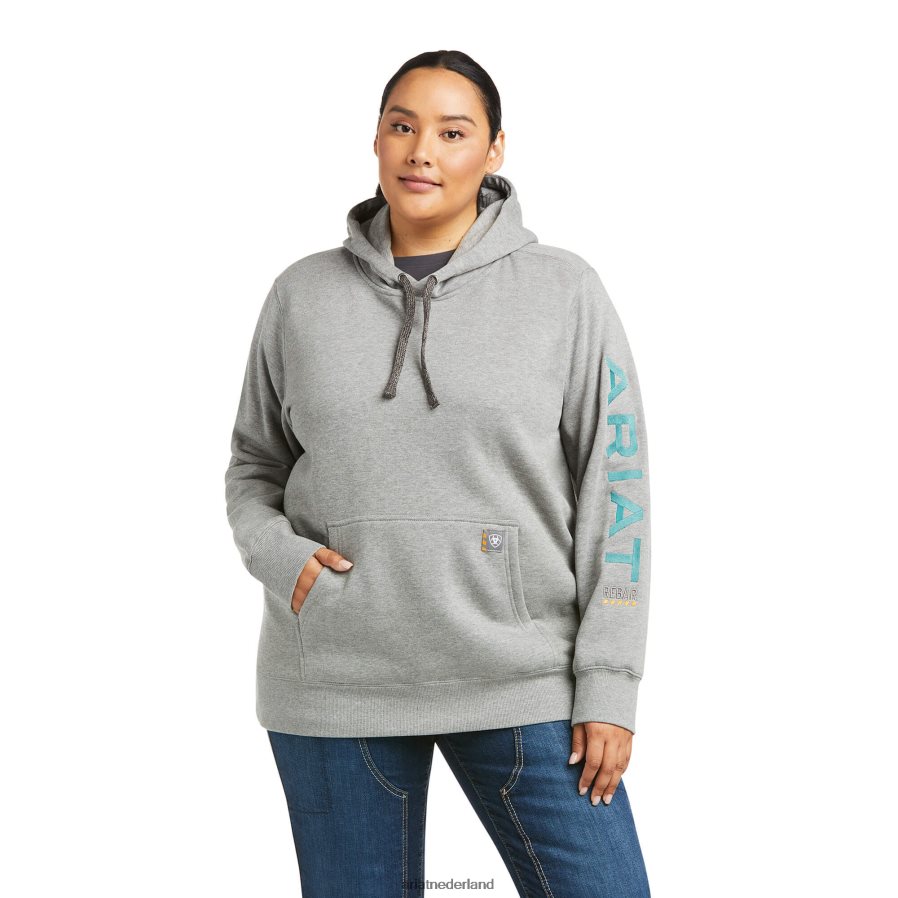 grijs gemêleerd grafische hoodie met wapening Ariat vrouwen topjes PJ26LN3463