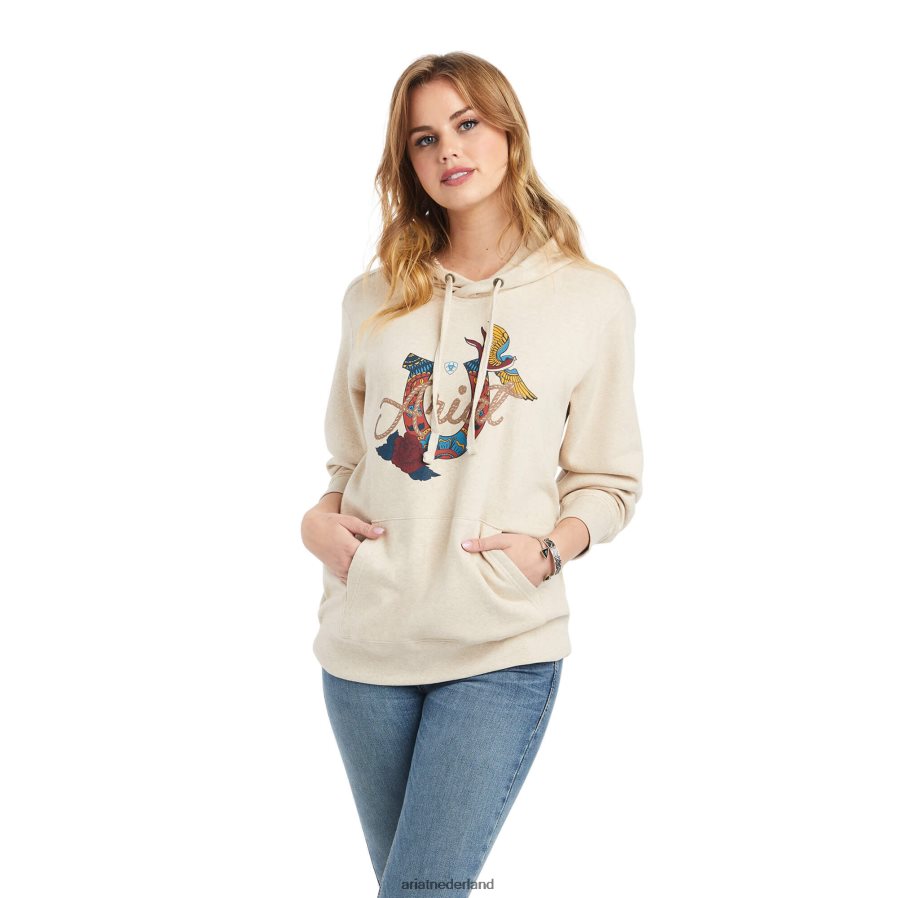havermout heide hoodie met echt merklogo Ariat vrouwen topjes PJ26LN3386