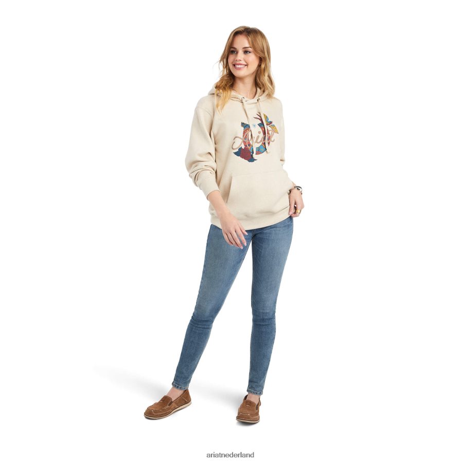 havermout heide hoodie met echt merklogo Ariat vrouwen topjes PJ26LN3386