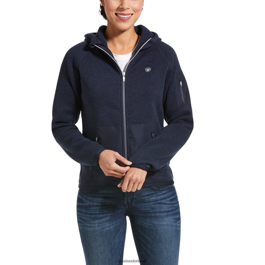 marine Polartec fluwelen hoodie met volledige ritssluiting Ariat vrouwen topjes PJ26LN3449