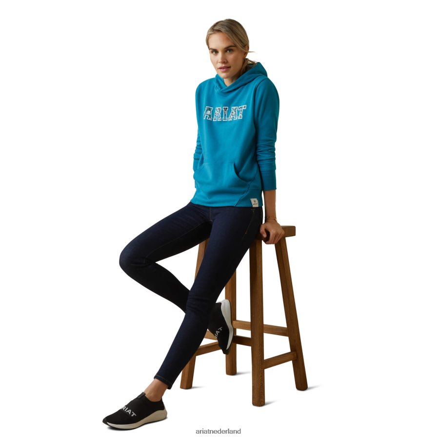 mozaïek blauw 3D-logo 2.0-hoodie Ariat vrouwen topjes PJ26LN3376
