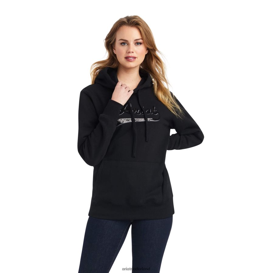 zwart Hoodie met echt paillettenlogo Ariat vrouwen topjes PJ26LN3389