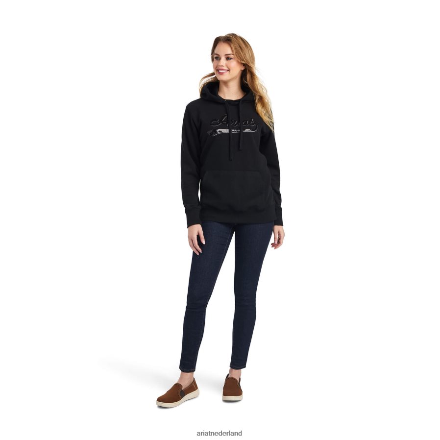 zwart Hoodie met echt paillettenlogo Ariat vrouwen topjes PJ26LN3389