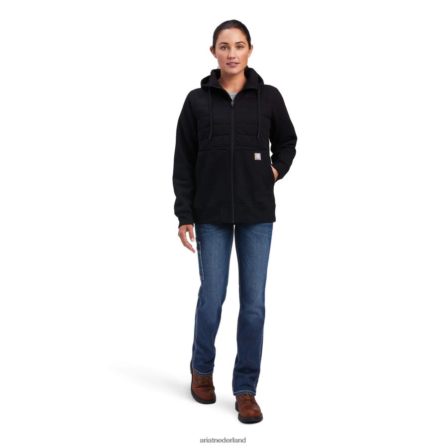 zwart Rebar-regulator hoodie met volledige ritssluiting Ariat vrouwen topjes PJ26LN3422