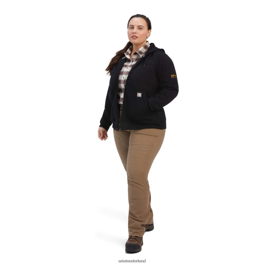 zwart Rebar-regulator hoodie met volledige ritssluiting Ariat vrouwen topjes PJ26LN3422