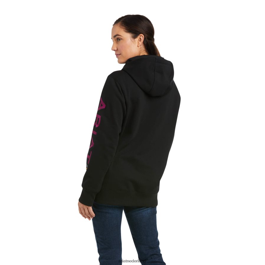 zwart/paars grafische hoodie met wapening Ariat vrouwen topjes PJ26LN3458