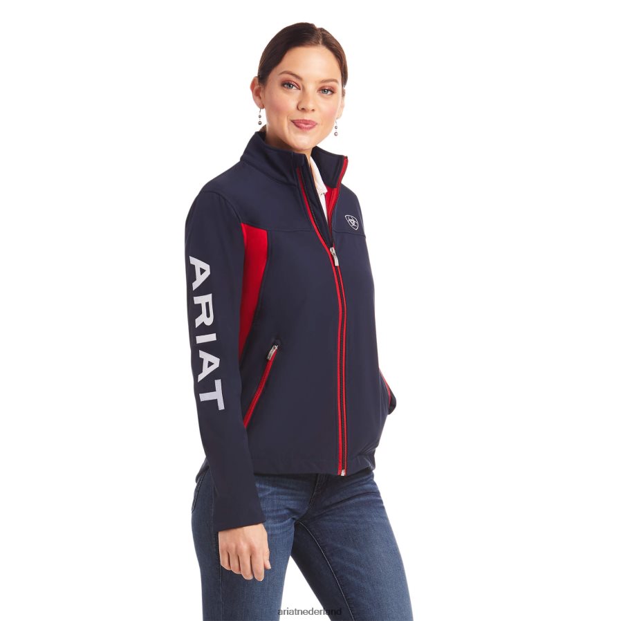 marine/rood nieuw softshelljack van het team Ariat vrouwen topjes PJ26LN3482