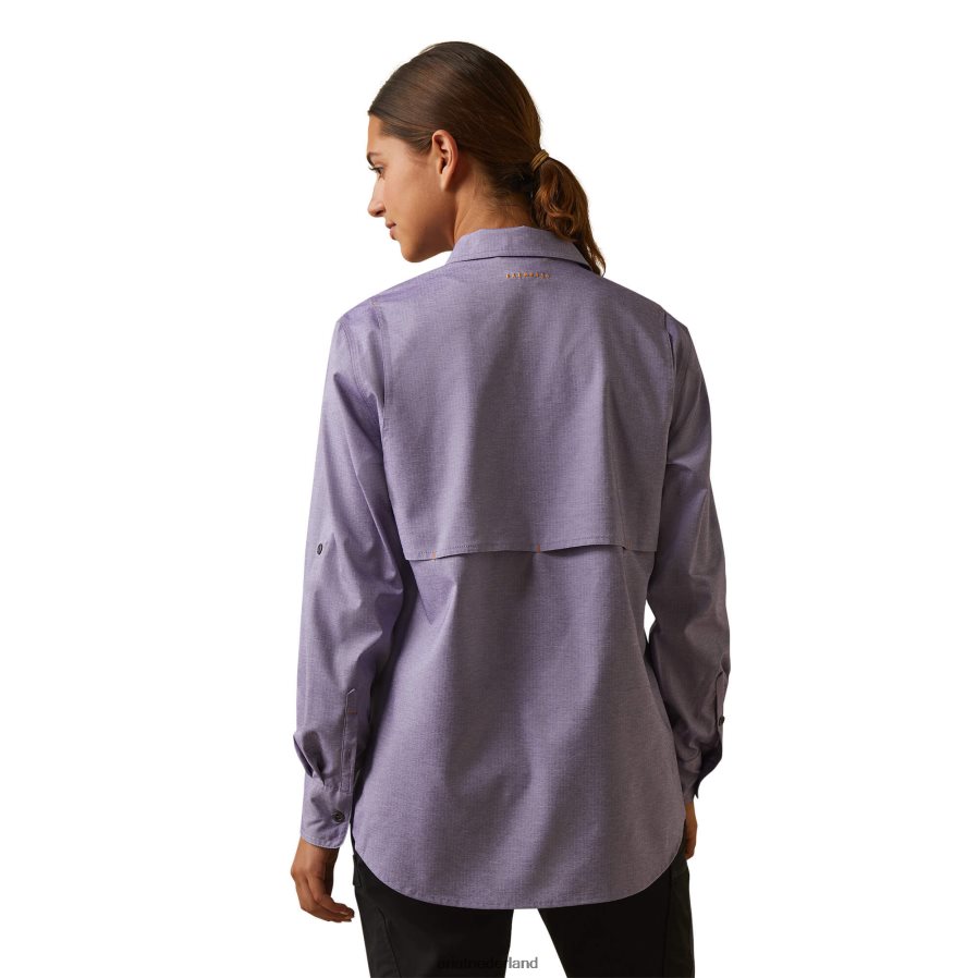 Corsicaanse blauwe heide Van wapening gemaakt, stoer venttek durastretch werkshirt Ariat vrouwen topjes PJ26LN3078