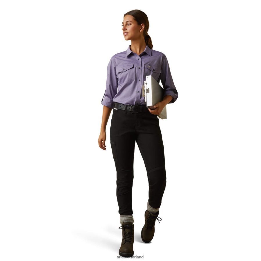 Corsicaanse blauwe heide Van wapening gemaakt, stoer venttek durastretch werkshirt Ariat vrouwen topjes PJ26LN3078