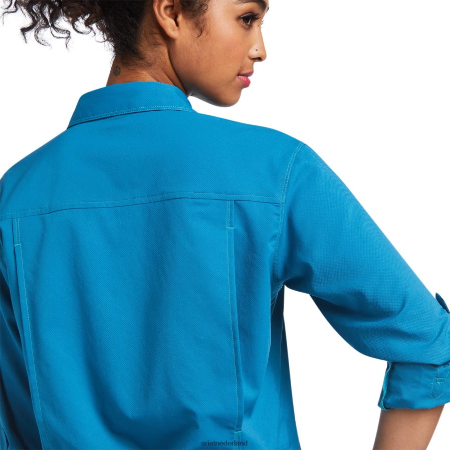 Saksisch blauw uitgaand venttek stretchshirt Ariat vrouwen topjes PJ26LN3070