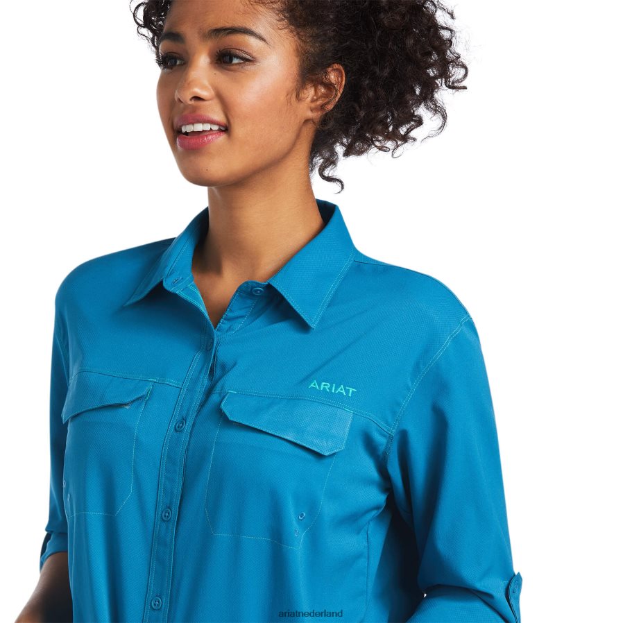 Saksisch blauw uitgaand venttek stretchshirt Ariat vrouwen topjes PJ26LN3070
