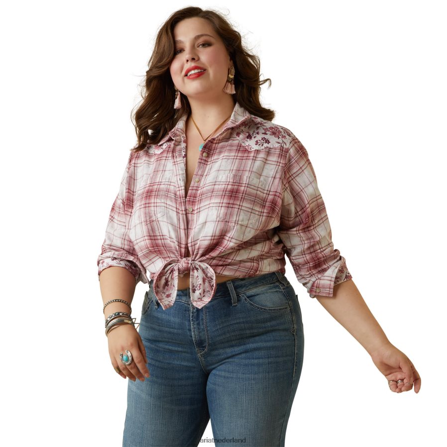 Willa geruite bloemen echt Billie Jean-shirt Ariat vrouwen topjes PJ26LN2771