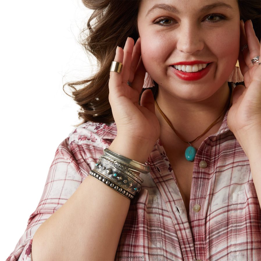 Willa geruite bloemen echt Billie Jean-shirt Ariat vrouwen topjes PJ26LN2771