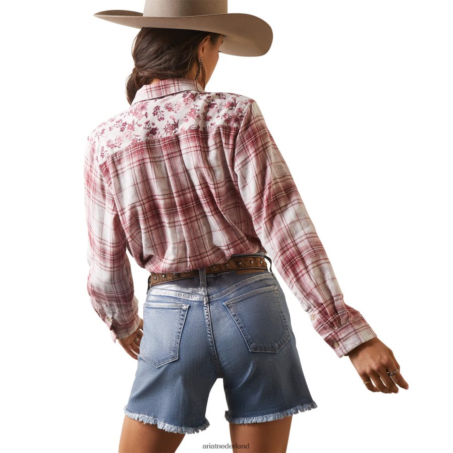 Willa geruite bloemen echt Billie Jean-shirt Ariat vrouwen topjes PJ26LN2771