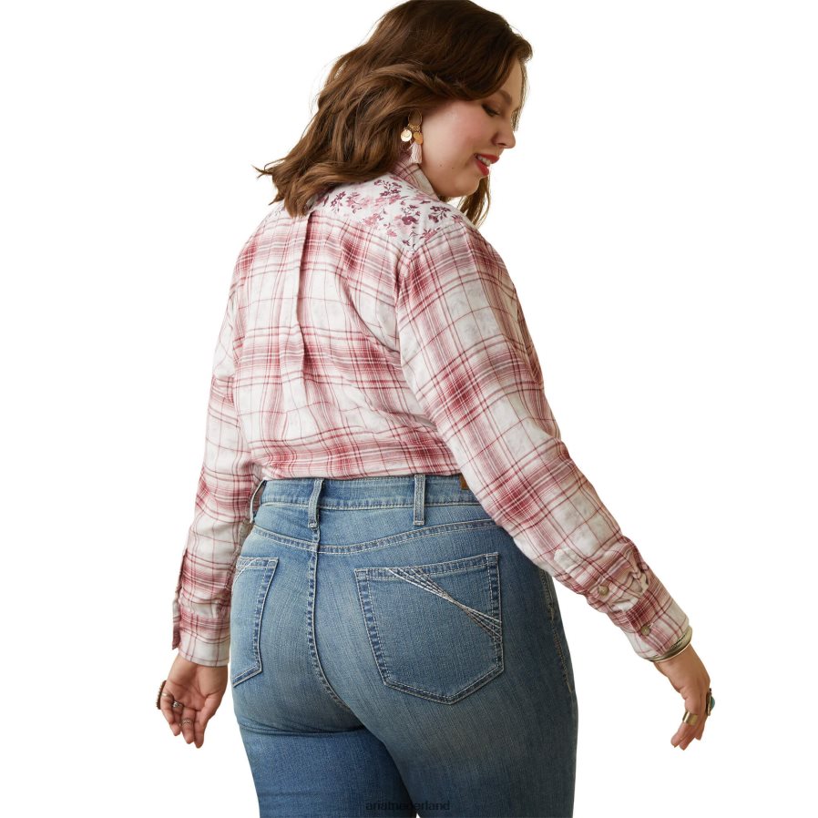 Willa geruite bloemen echt Billie Jean-shirt Ariat vrouwen topjes PJ26LN2771