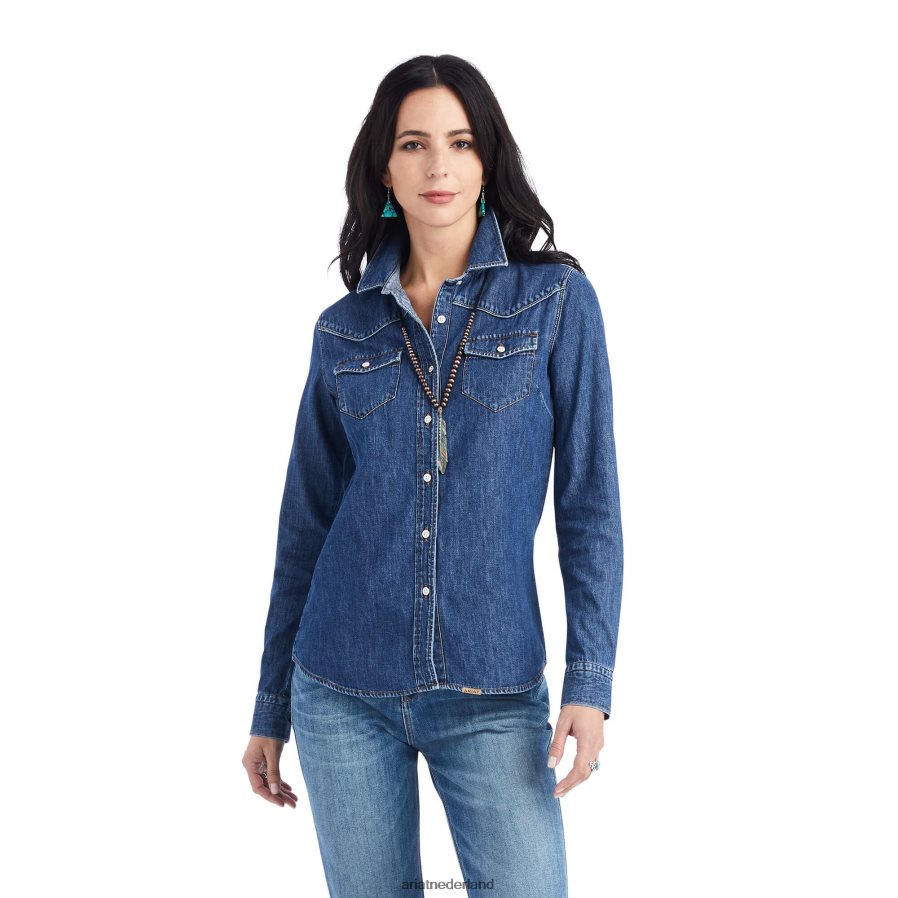 blauw licht Farriday denim overhemd Ariat vrouwen topjes PJ26LN3010