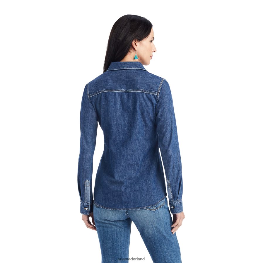 blauw licht Farriday denim overhemd Ariat vrouwen topjes PJ26LN3010
