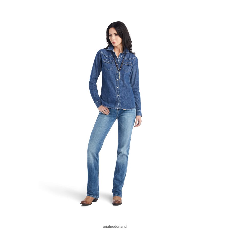 blauw licht Farriday denim overhemd Ariat vrouwen topjes PJ26LN3010