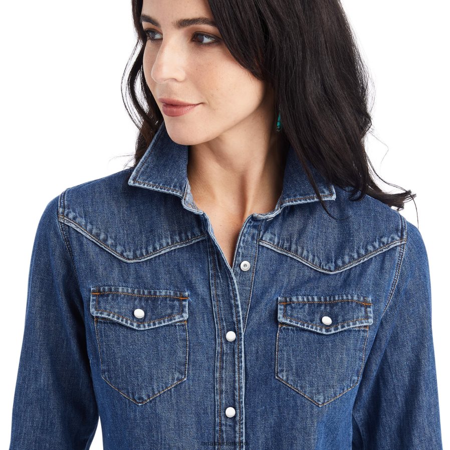 blauw licht Farriday denim overhemd Ariat vrouwen topjes PJ26LN3010