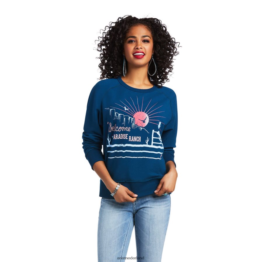 blauwe nachten bemanning van de paradijsboerderij Ariat vrouwen topjes PJ26LN3436