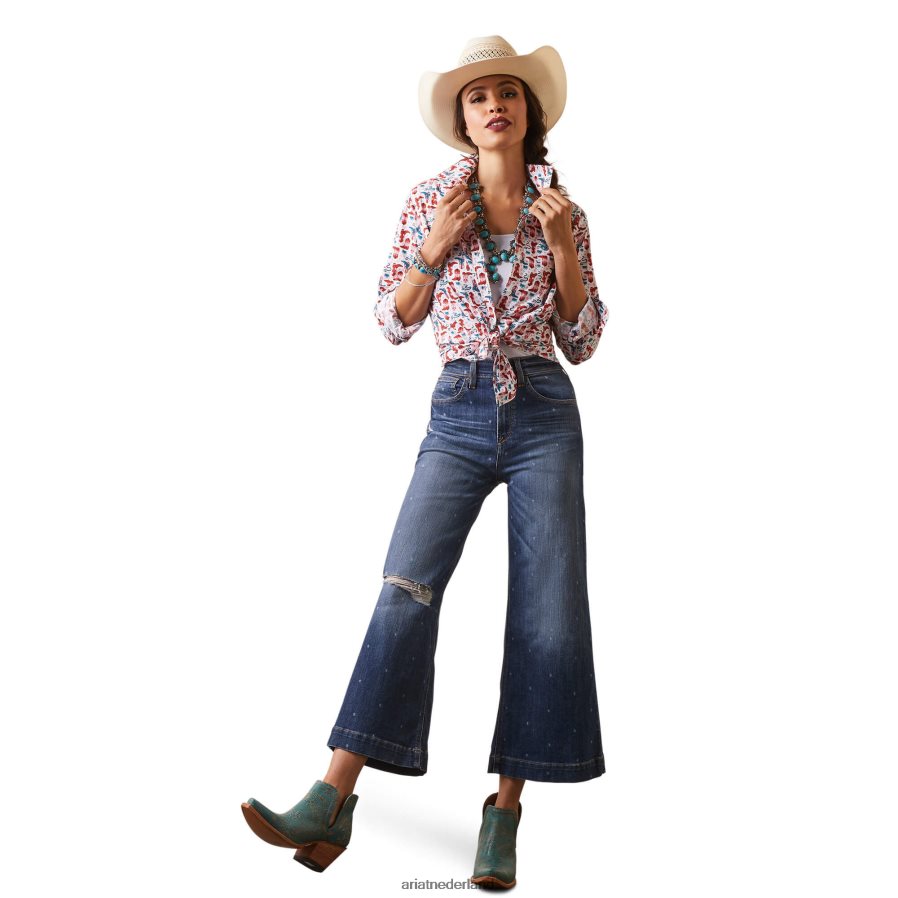 blazine laarzen kreukbestendig kirby stretchshirt Ariat vrouwen topjes PJ26LN2836
