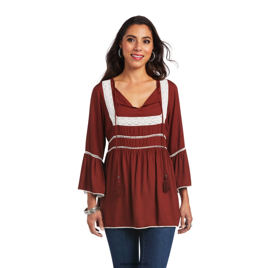 geroosterde roodbruine San Felipe tuniek Ariat vrouwen topjes PJ26LN3202