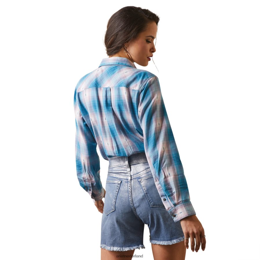 idabel dobby plaid echt Billie Jean-shirt Ariat vrouwen topjes PJ26LN2937