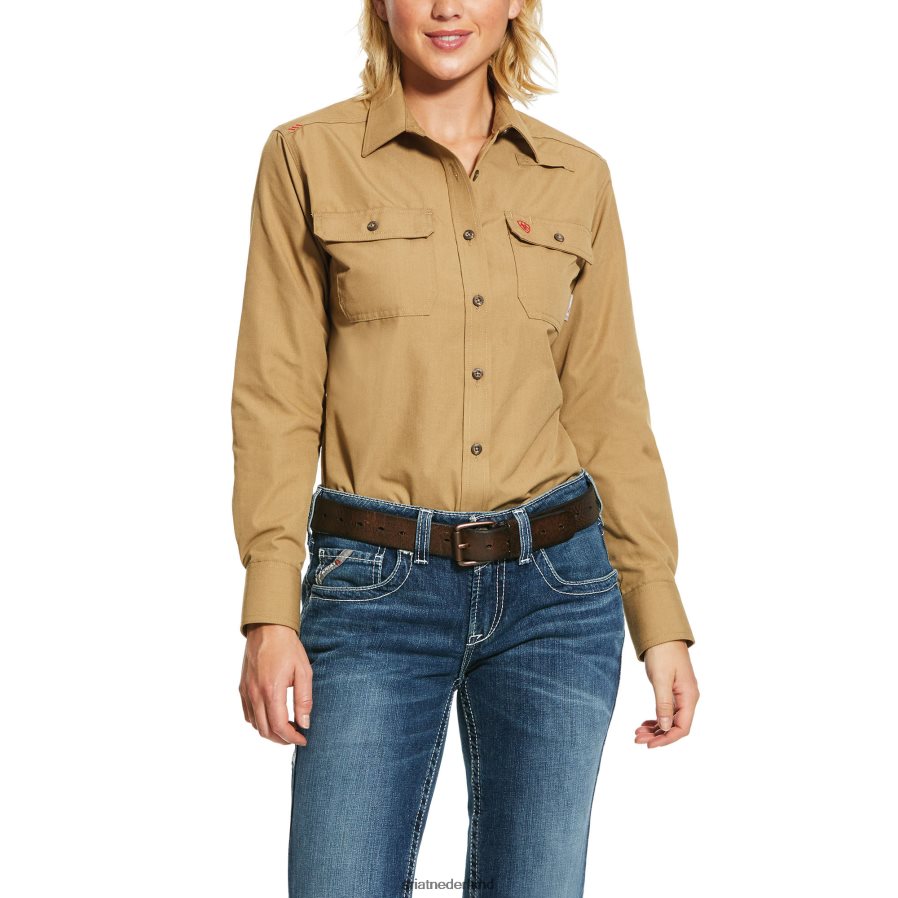 khaki fr vederlicht werkshirt Ariat vrouwen topjes PJ26LN3708