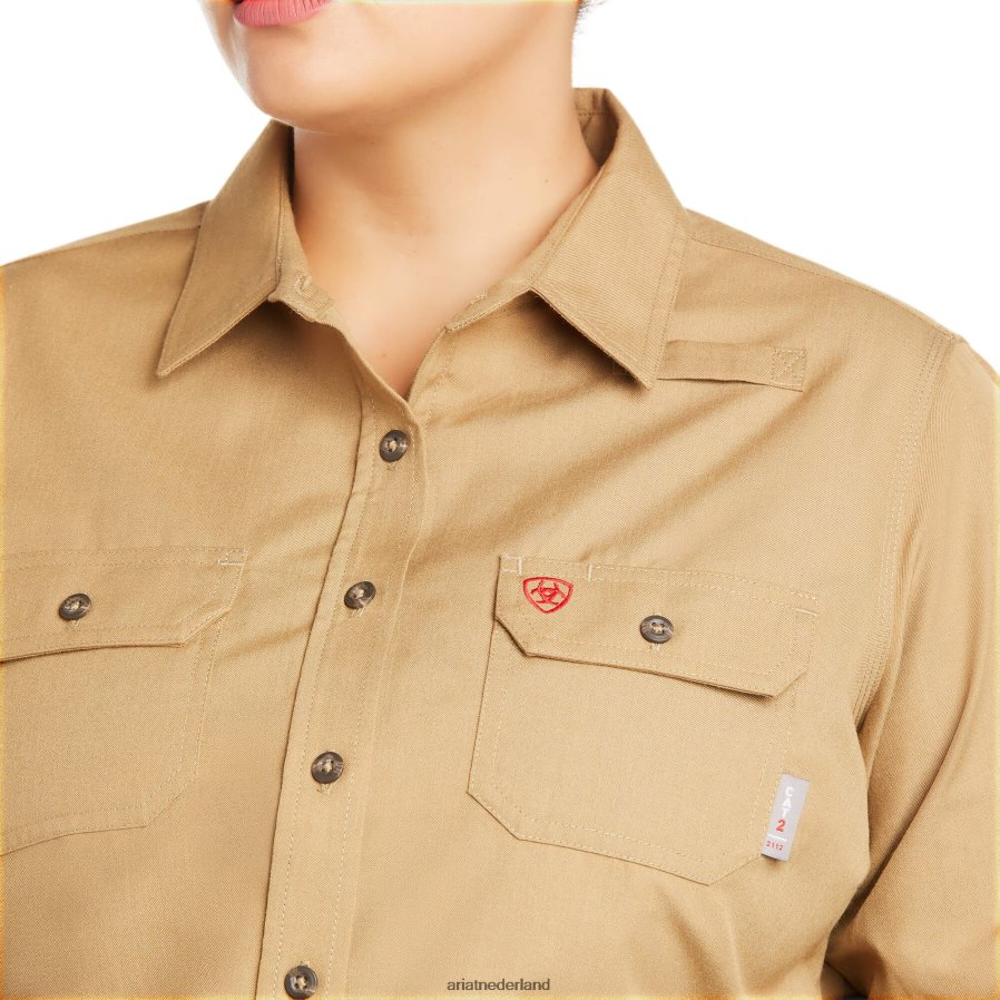 khaki fr vederlicht werkshirt Ariat vrouwen topjes PJ26LN3708
