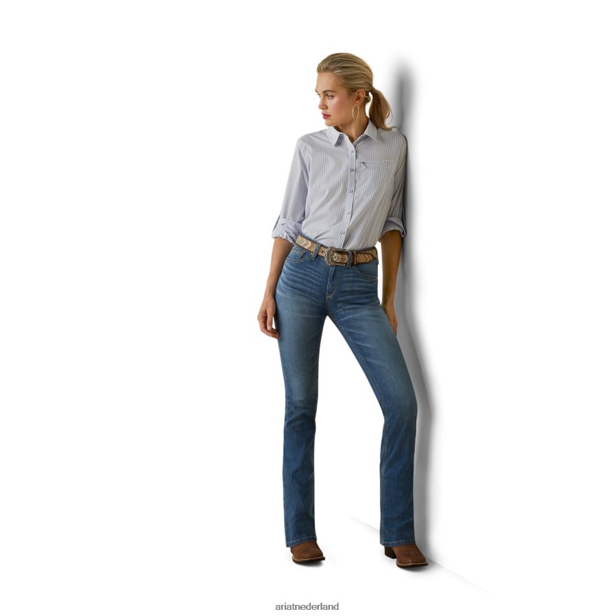 klassieke blauwe streep venttek stretchshirt Ariat vrouwen topjes PJ26LN2834