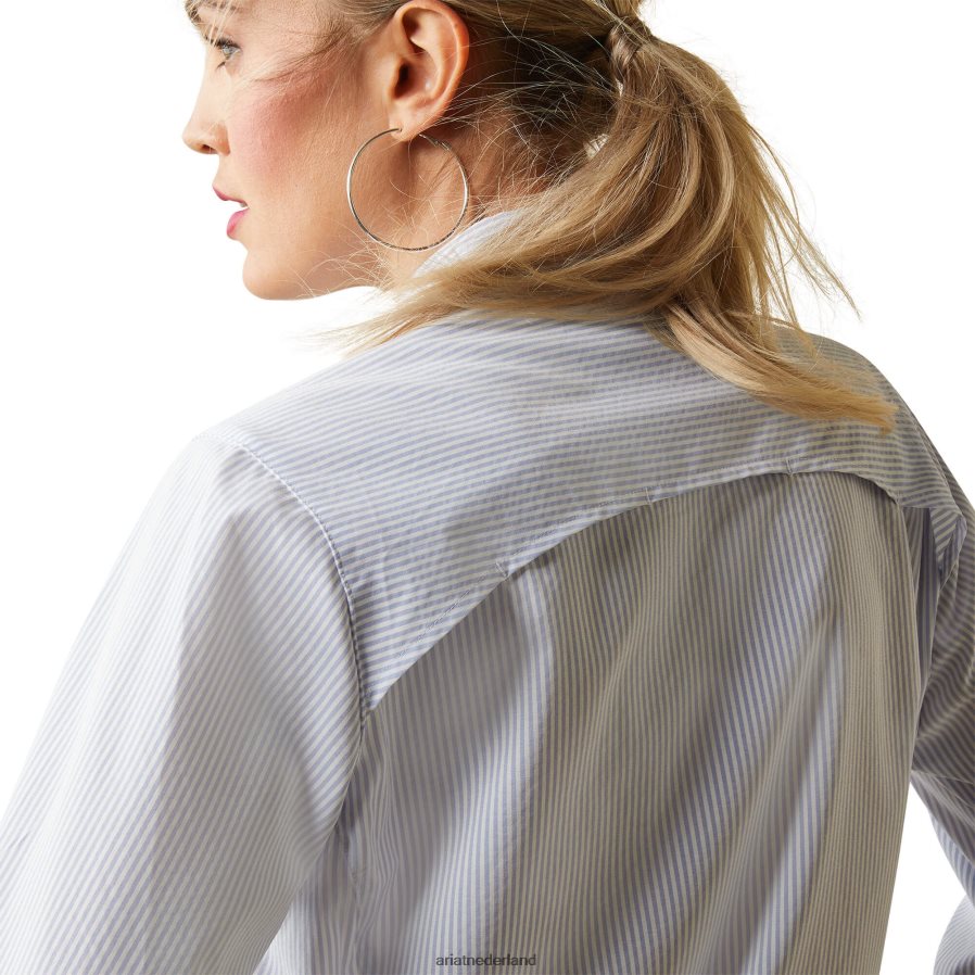 klassieke blauwe streep venttek stretchshirt Ariat vrouwen topjes PJ26LN2834