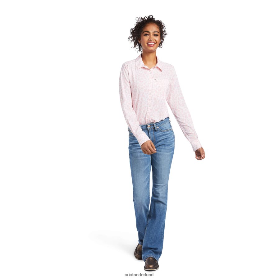 kwartsroze luipaard venttek stretchshirt Ariat vrouwen topjes PJ26LN2797