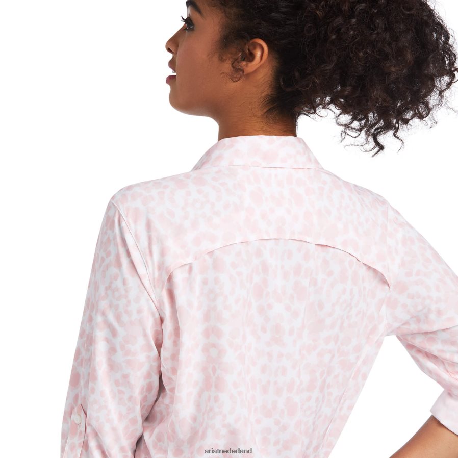 kwartsroze luipaard venttek stretchshirt Ariat vrouwen topjes PJ26LN2797