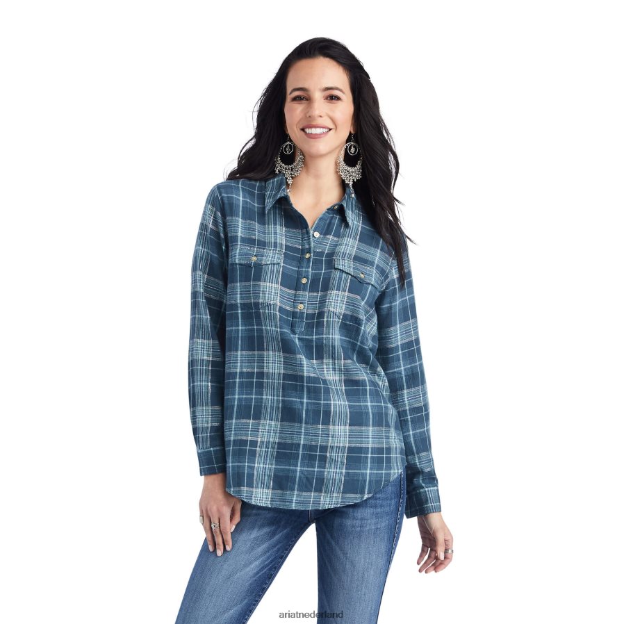 lurex plaid echt billie jean popover-shirt Ariat vrouwen topjes PJ26LN2934