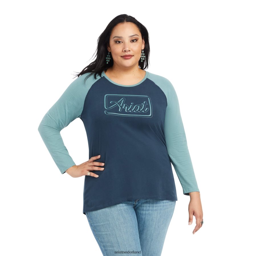 middernacht marine/arctisch echt honkbalshirt Ariat vrouwen topjes PJ26LN3116